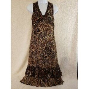Cheetah Cocktail Dress (M) Karen Kane NWT Sleeveless Evening Lacey Party Ruffles
